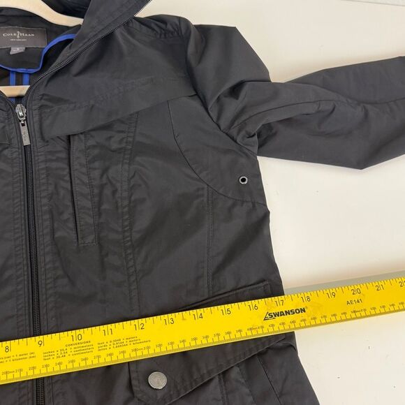 Cole Haan Black Packable Rain Jacket Convertible Hood S - Picture 10 of 12